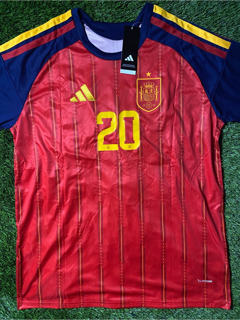 Spain National Team Pedri #20 Red & Navy Soccer Jersey 2XL